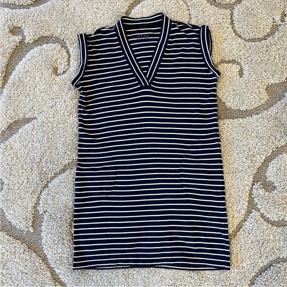 ATM 100% Pima Cotton Pocketed Striped Dress Size XS